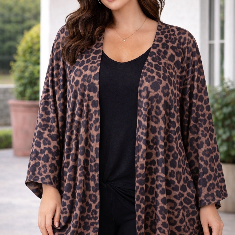 NWT 4XL Leopard Print Kimono Cardigan